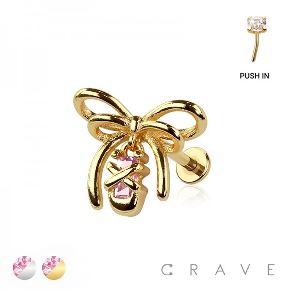 CZ RIBBON FLOWER BASKET THREADLESS (PUSH IN) 316L SURGICAL STEEL LABRET SET